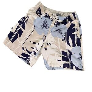 Body Glove Board Shorts Mens 30 Blue Beige Hawaiian Floral Swim Trunks Surf